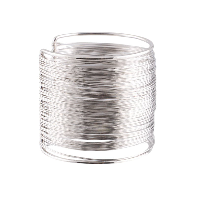 Bracciale rigido multifili in metallo lucido con effetto avvolgente e flessibile