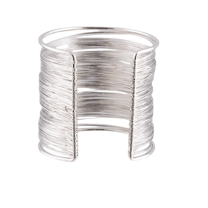 Bracciale rigido multifili in metallo lucido con effetto avvolgente e flessibile