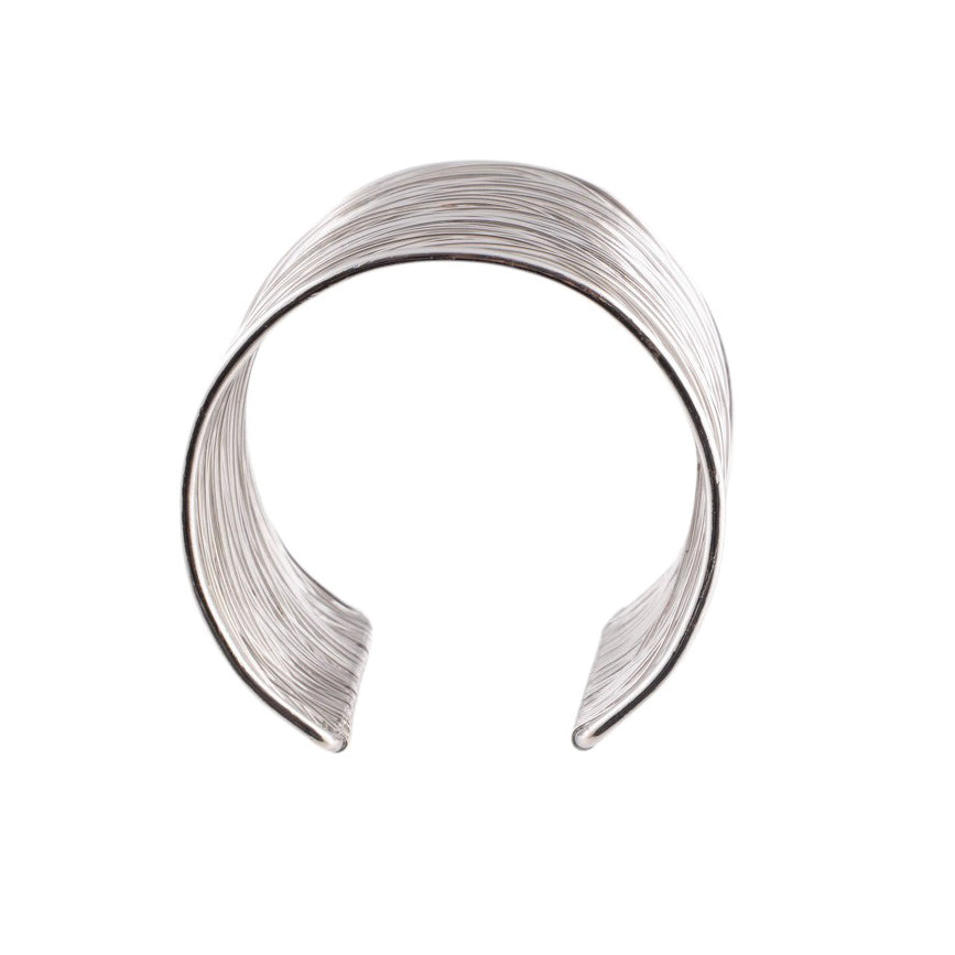 Bracciale rigido multifili in metallo lucido con effetto avvolgente e flessibile