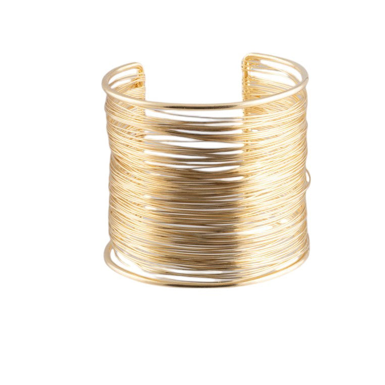 Bracciale rigido multifili in metallo lucido con effetto avvolgente e flessibile