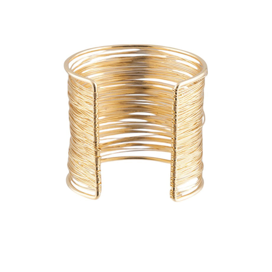 Bracciale rigido multifili in metallo lucido con effetto avvolgente e flessibile