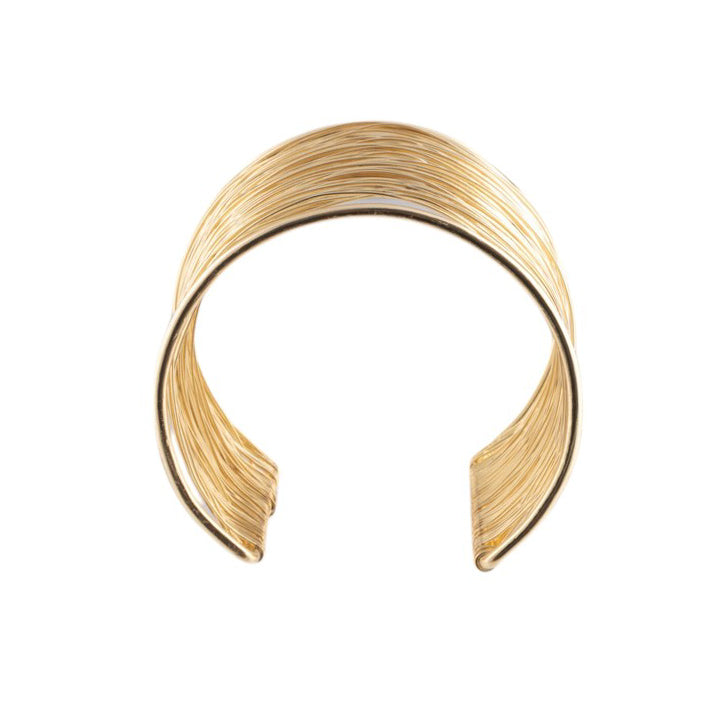 Bracciale rigido multifili in metallo lucido con effetto avvolgente e flessibile