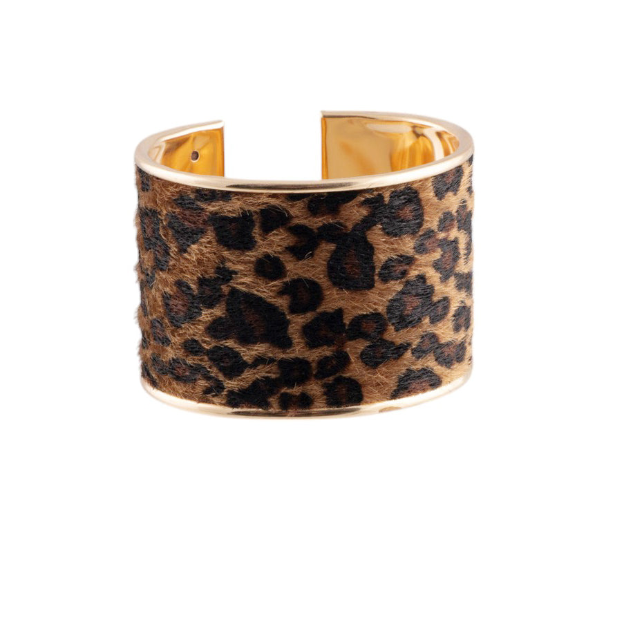 Bracciale rigido animalier effetto cavallino con profilo metallico lucido