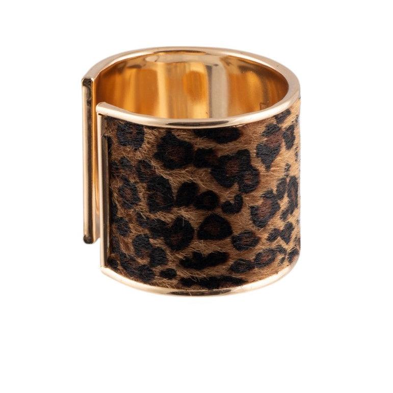 Bracciale rigido animalier effetto cavallino con profilo metallico lucido
