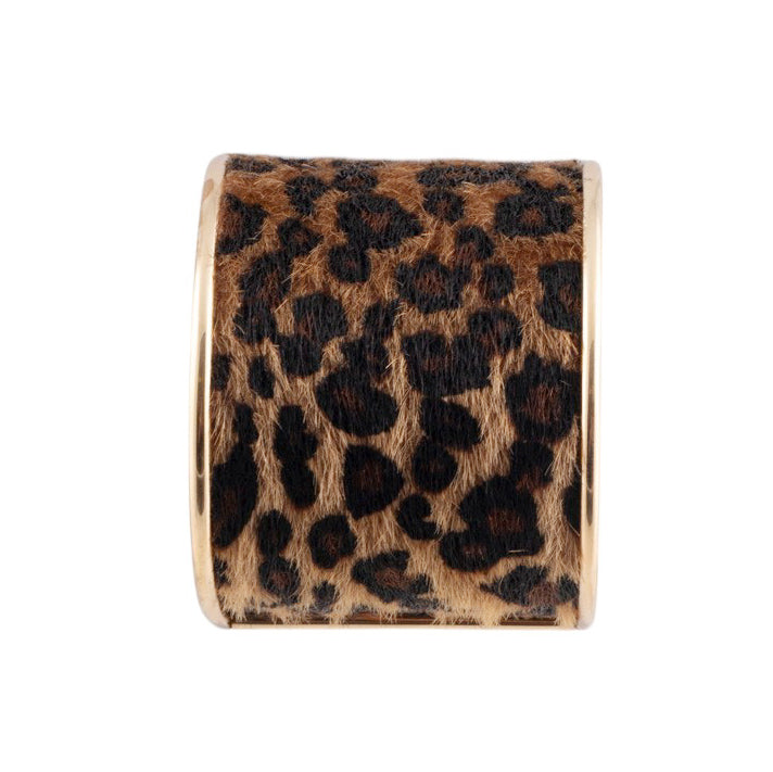 Bracciale rigido animalier effetto cavallino con profilo metallico lucido
