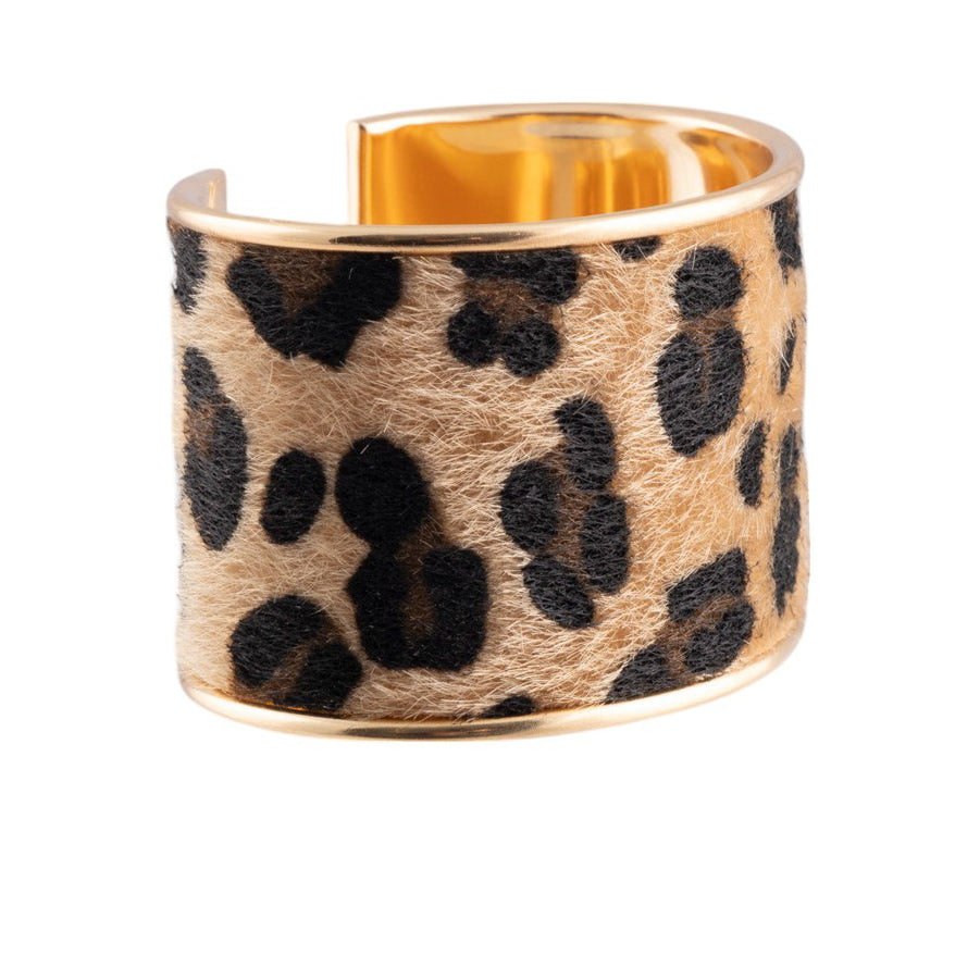 Bracciale rigido animalier effetto cavallino con profilo metallico lucido