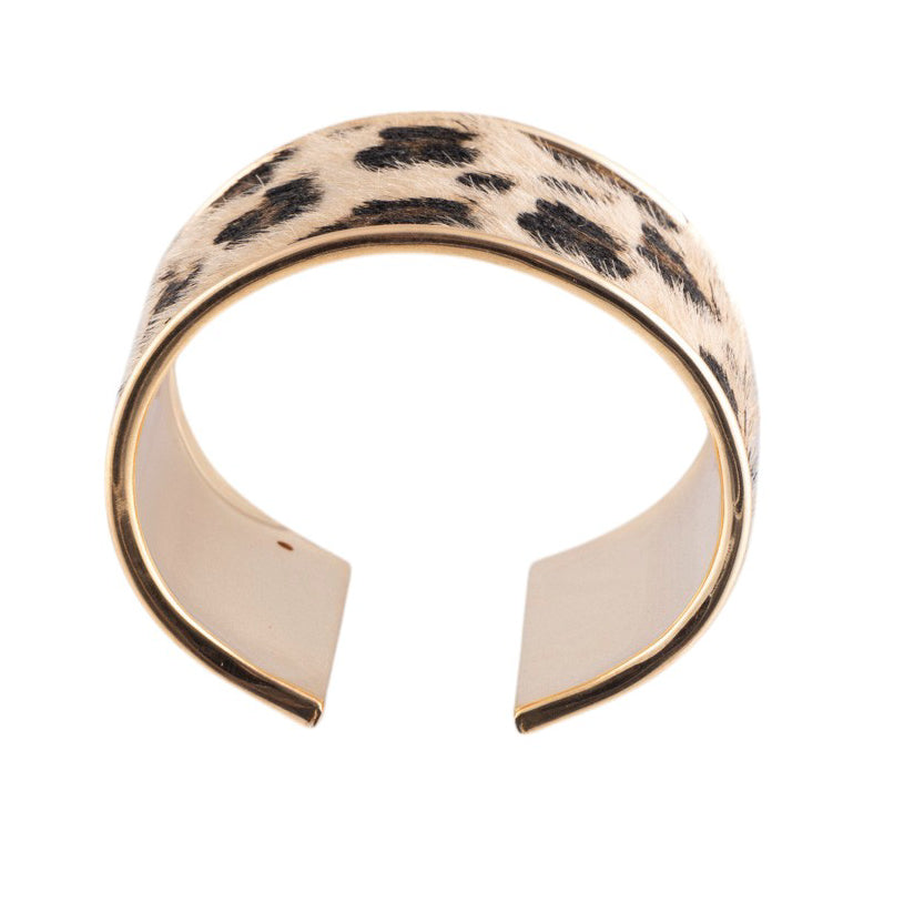 Bracciale rigido animalier effetto cavallino con profilo metallico lucido