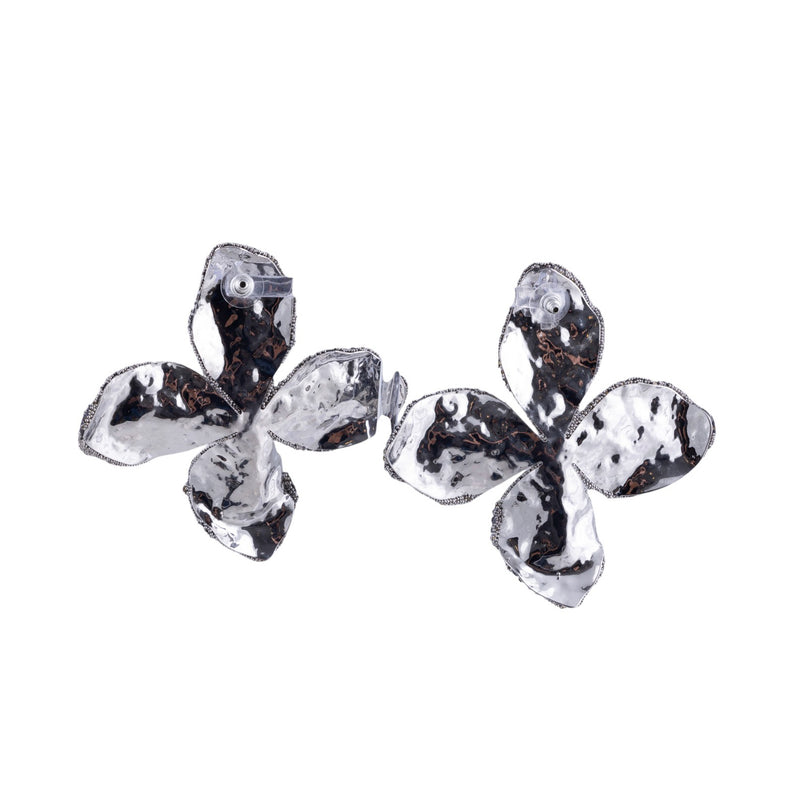 Orecchini pendenti a forma di fiore effetto maculato con strass applicati