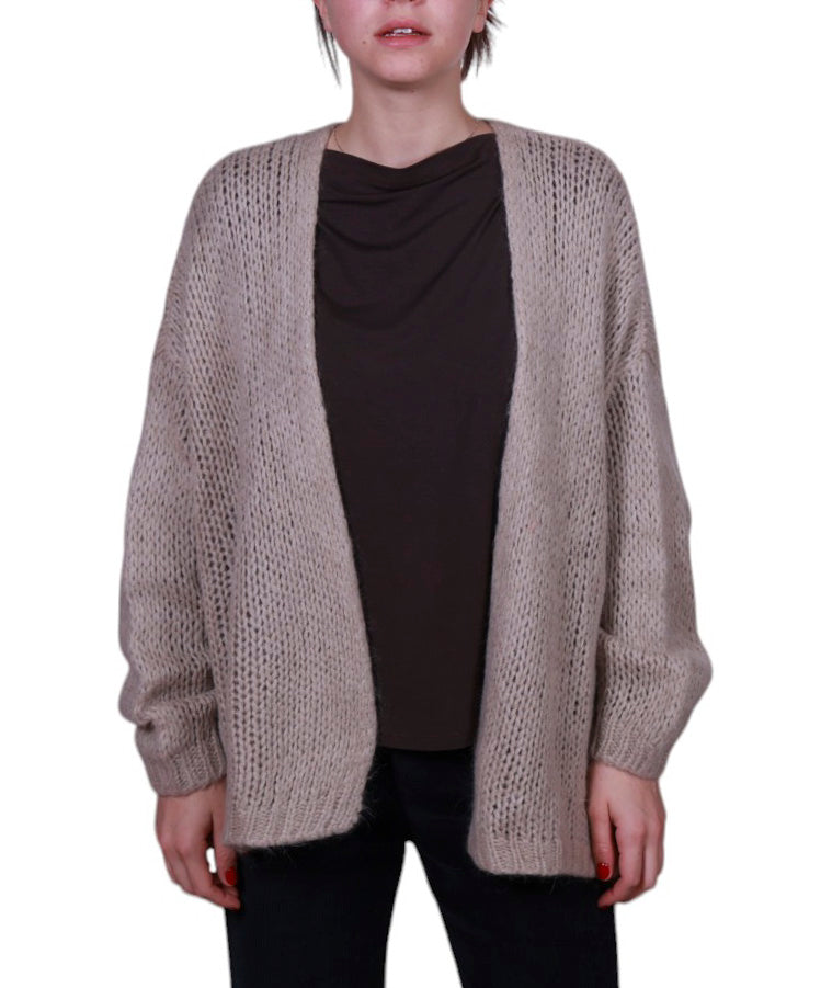 Cardigan donna aperto senza bottoni misto mohair Made in Italy