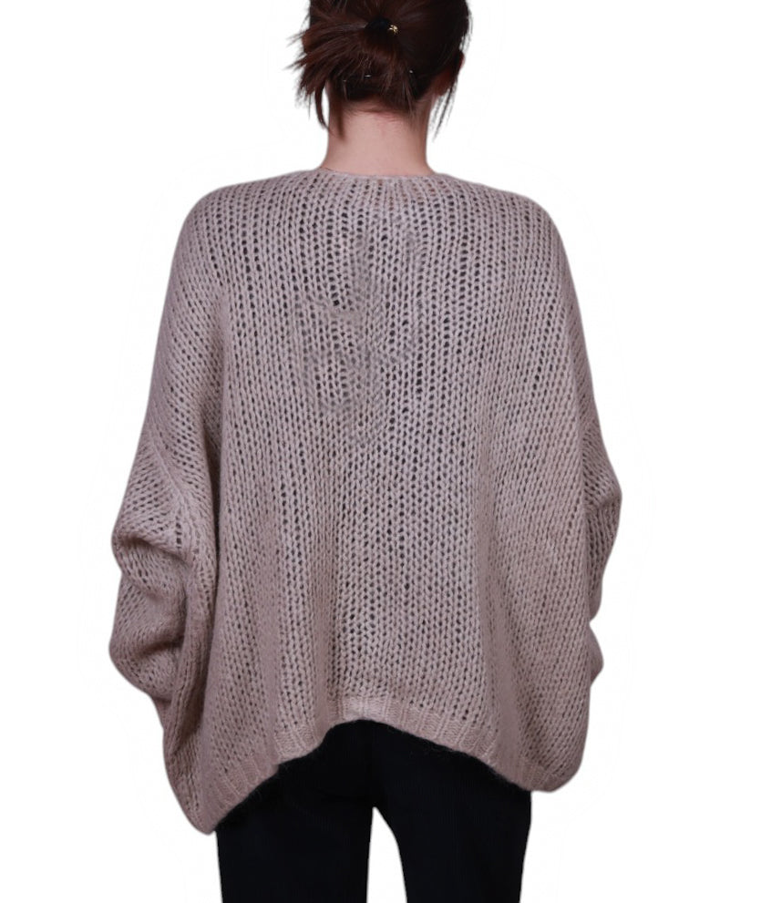 Cardigan donna aperto senza bottoni misto mohair Made in Italy
