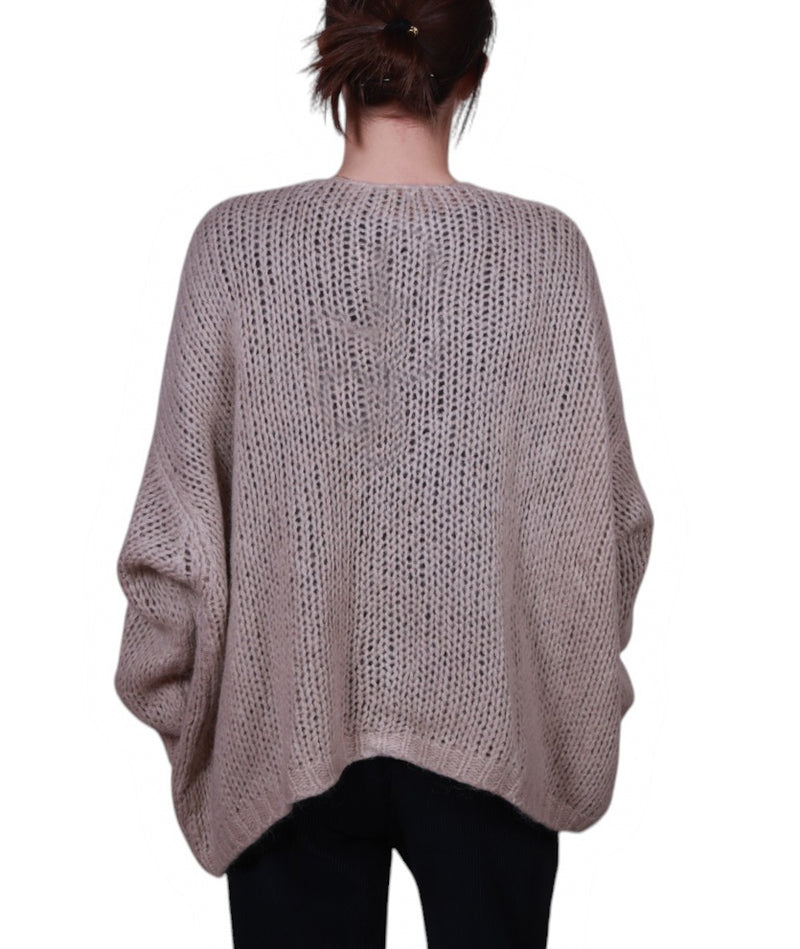 Cardigan donna aperto senza bottoni misto mohair Made in Italy