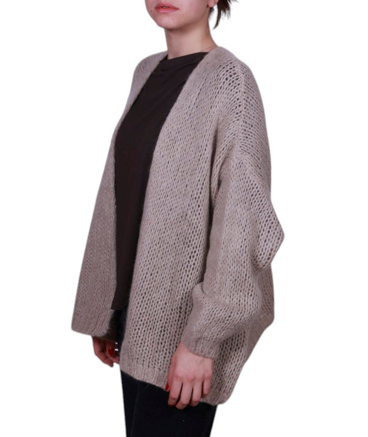 Cardigan donna aperto senza bottoni misto mohair Made in Italy