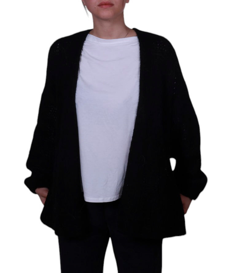Cardigan donna aperto senza bottoni misto mohair Made in Italy