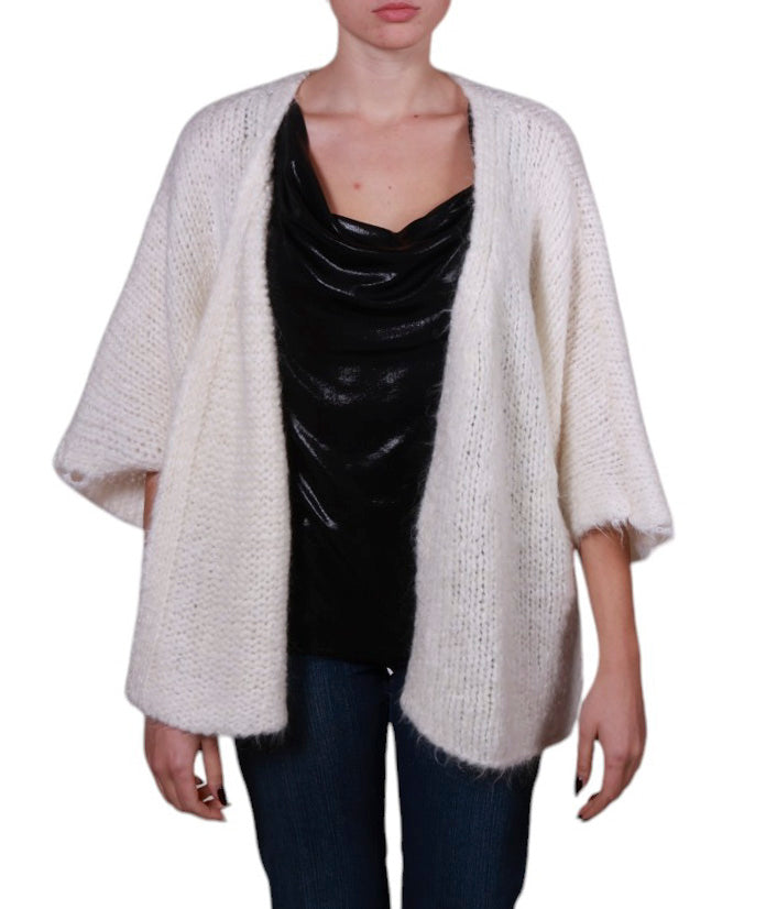 Cardigan donna aperto senza bottoni misto mohair Made in Italy