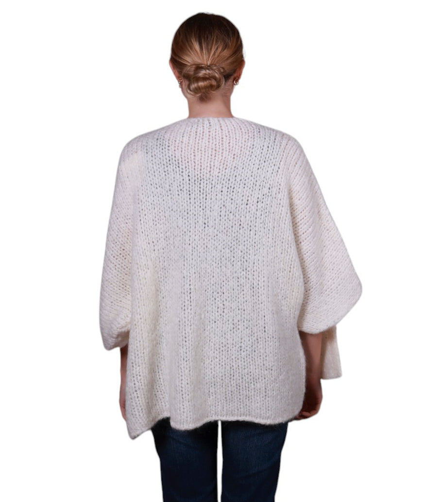 Cardigan donna aperto senza bottoni misto mohair Made in Italy