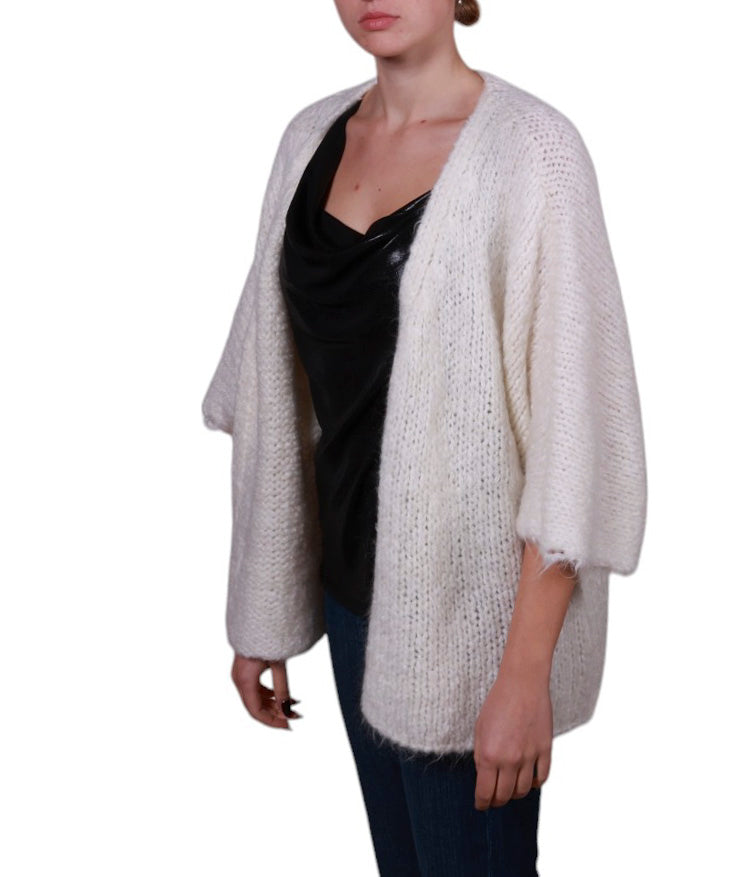 Cardigan donna aperto senza bottoni misto mohair Made in Italy