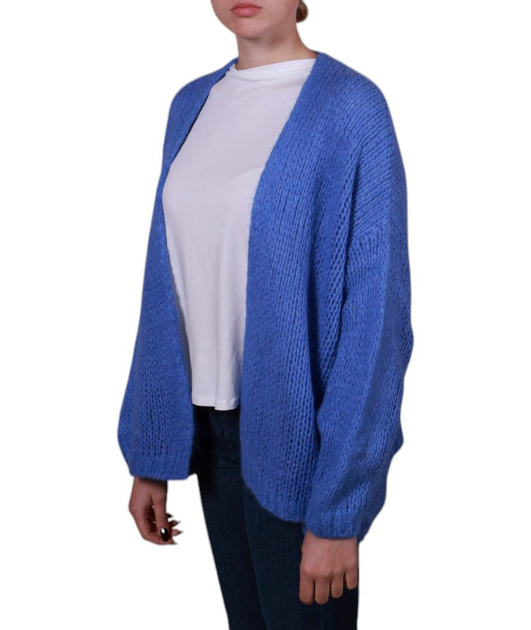 Cardigan donna aperto senza bottoni misto mohair Made in Italy