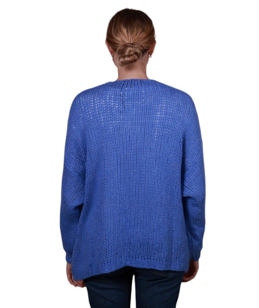 Cardigan donna aperto senza bottoni misto mohair Made in Italy