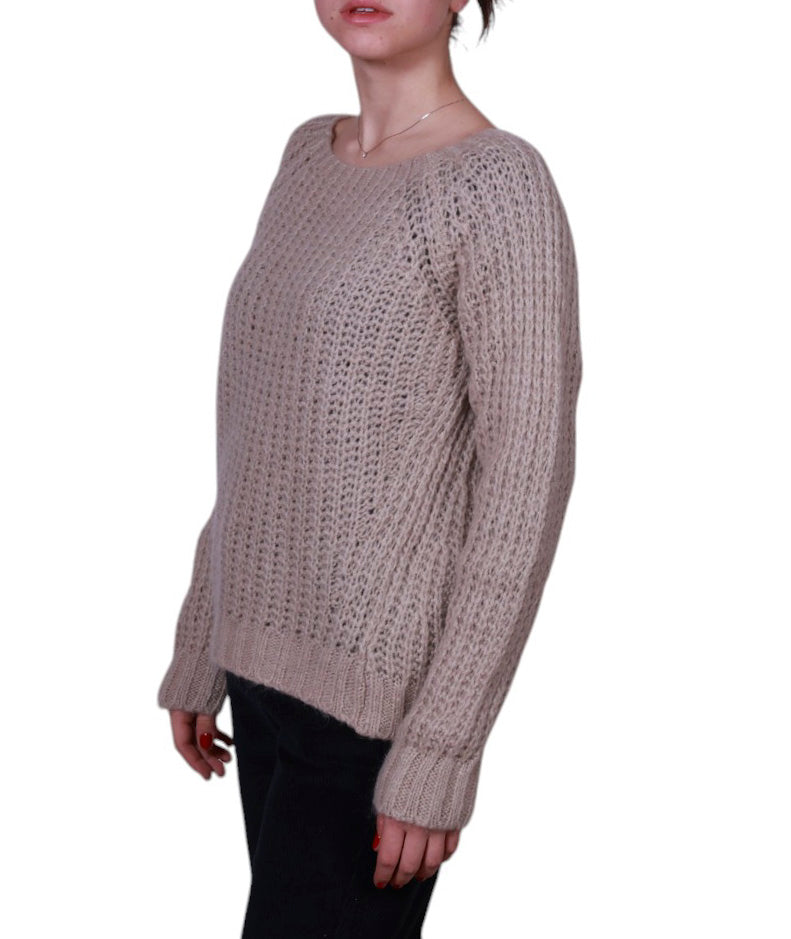 Maglia donna scollo tondo costa inglese misto mohair Made in Italy