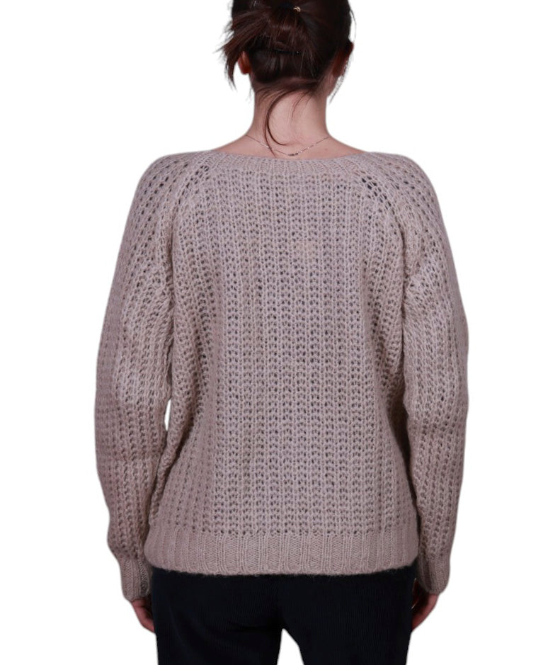 Maglia donna scollo tondo costa inglese misto mohair Made in Italy