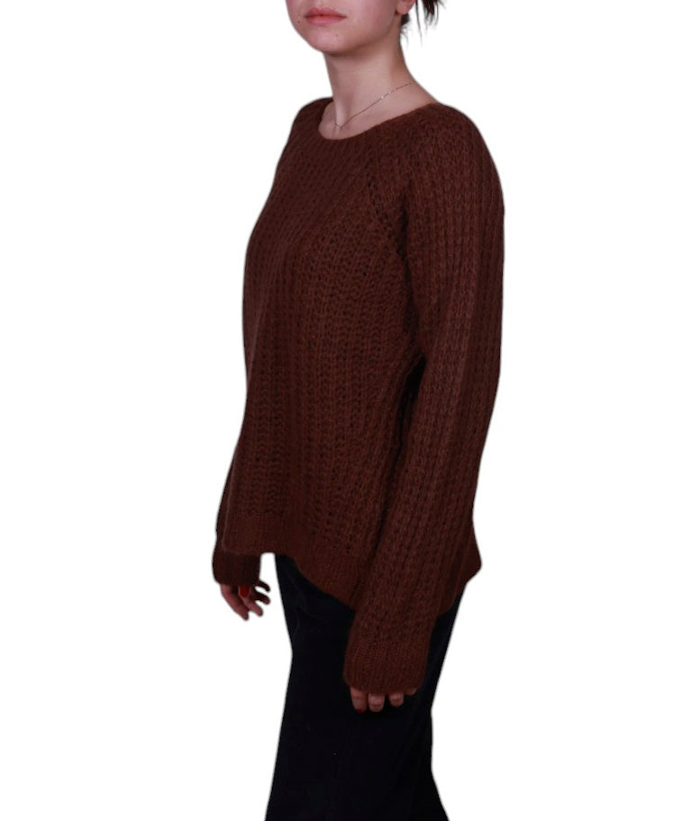 Maglia donna scollo tondo costa inglese misto mohair Made in Italy