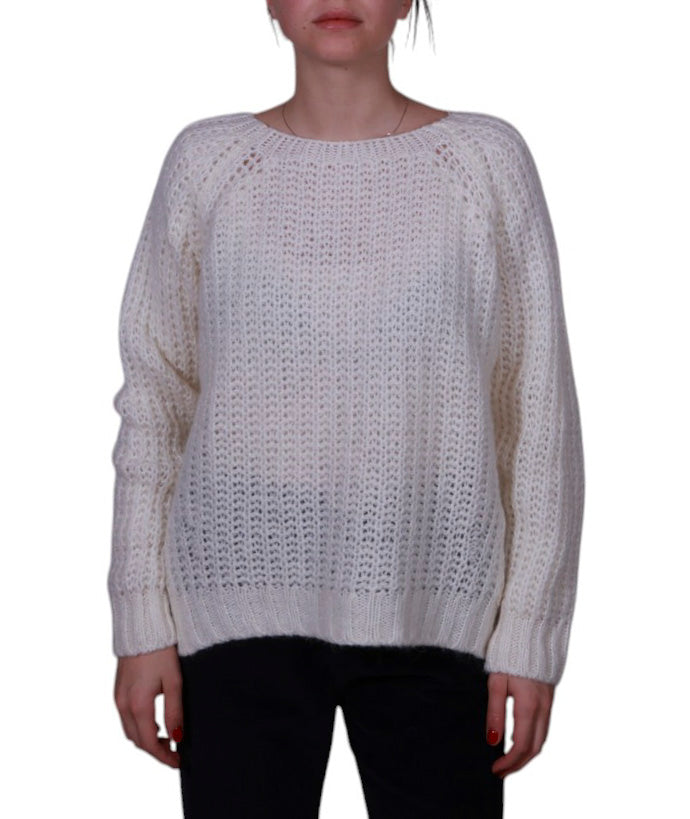 Maglia donna scollo tondo costa inglese misto mohair Made in Italy