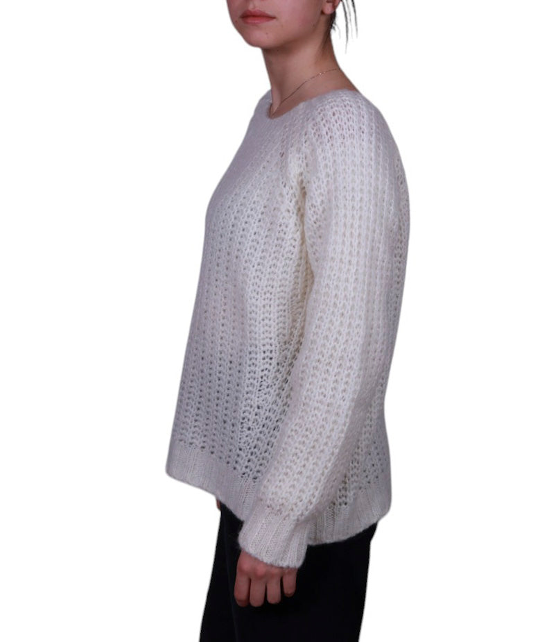Maglia donna scollo tondo costa inglese misto mohair Made in Italy