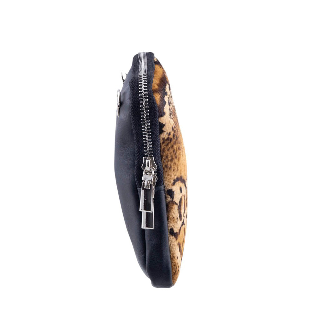 Borsa donna portacellulare in pelle e in vero cavallino fantasia animalier