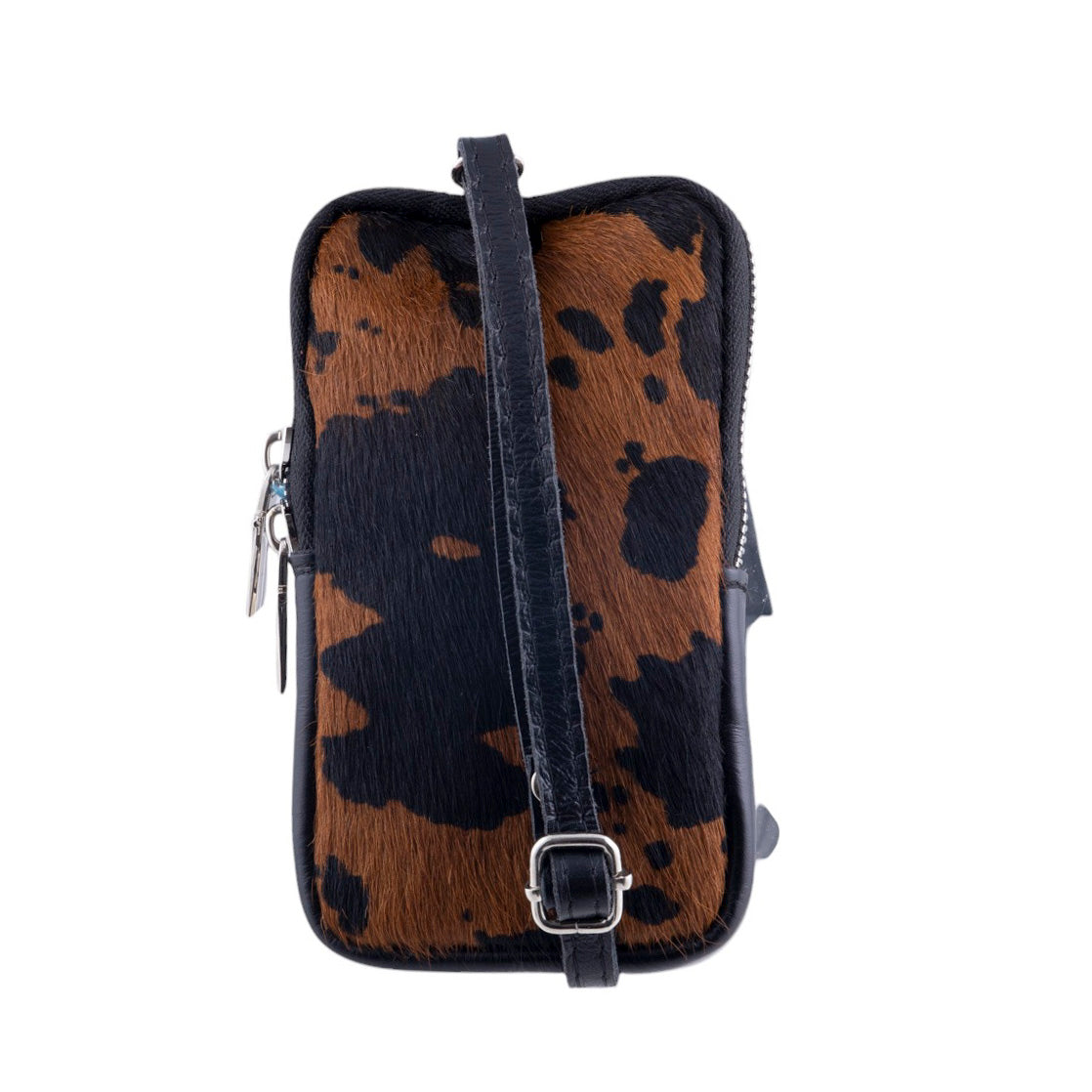 Borsa donna portacellulare in pelle e in vero cavallino fantasia animalier