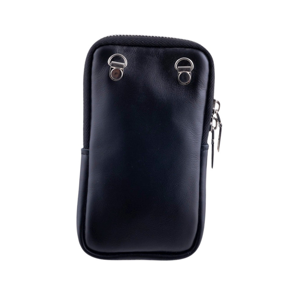 Borsa portacellulare da donna in pelle e vero cavallino con fantasia leopardata