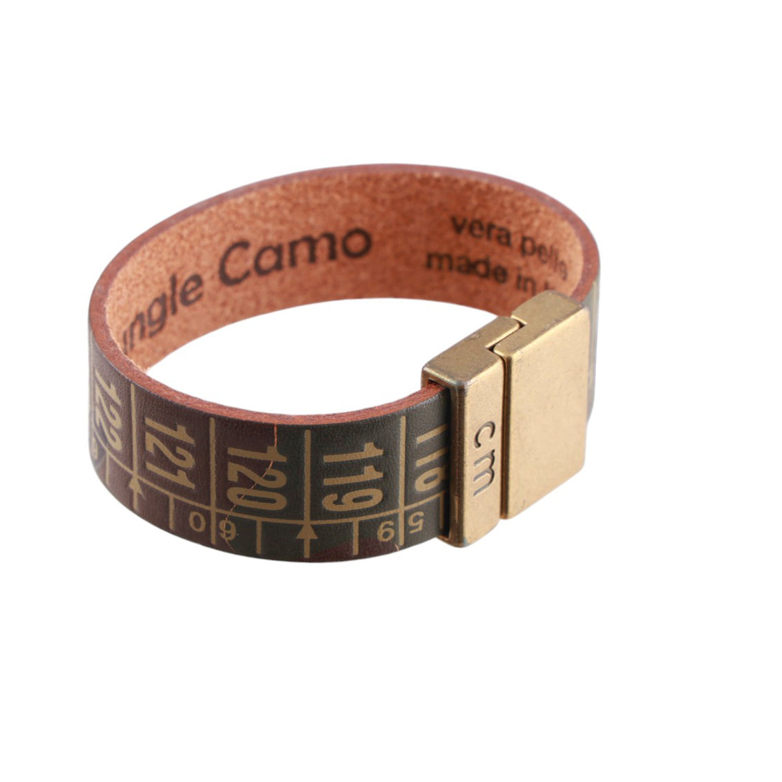 Bracciale Cm in vera pelle con chiusura magnetica in ottone satinato