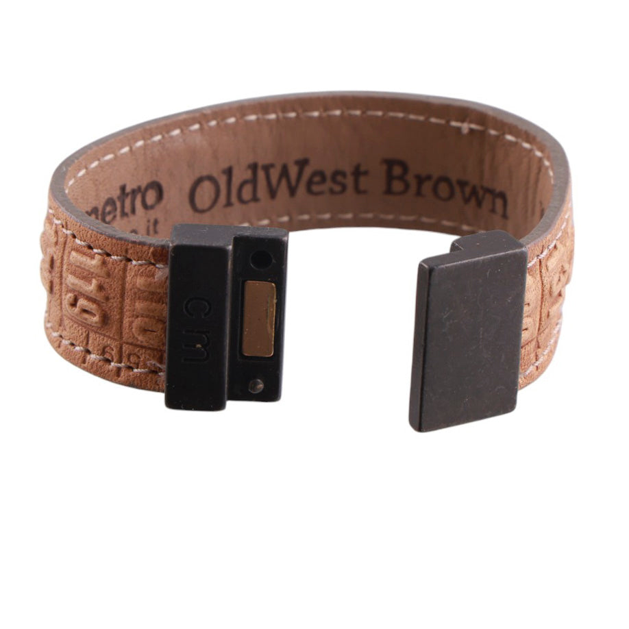Bracciale Cm in vera pelle effetto vintage con chiusura magnetica old west