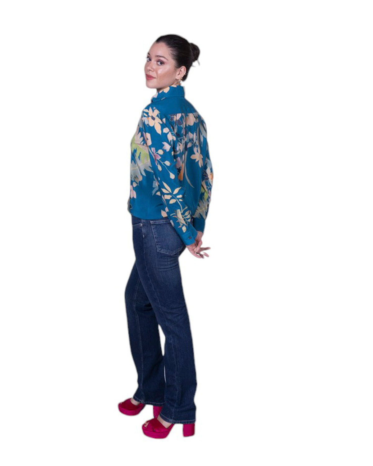 Camicia donna 100% seta stampa floreale