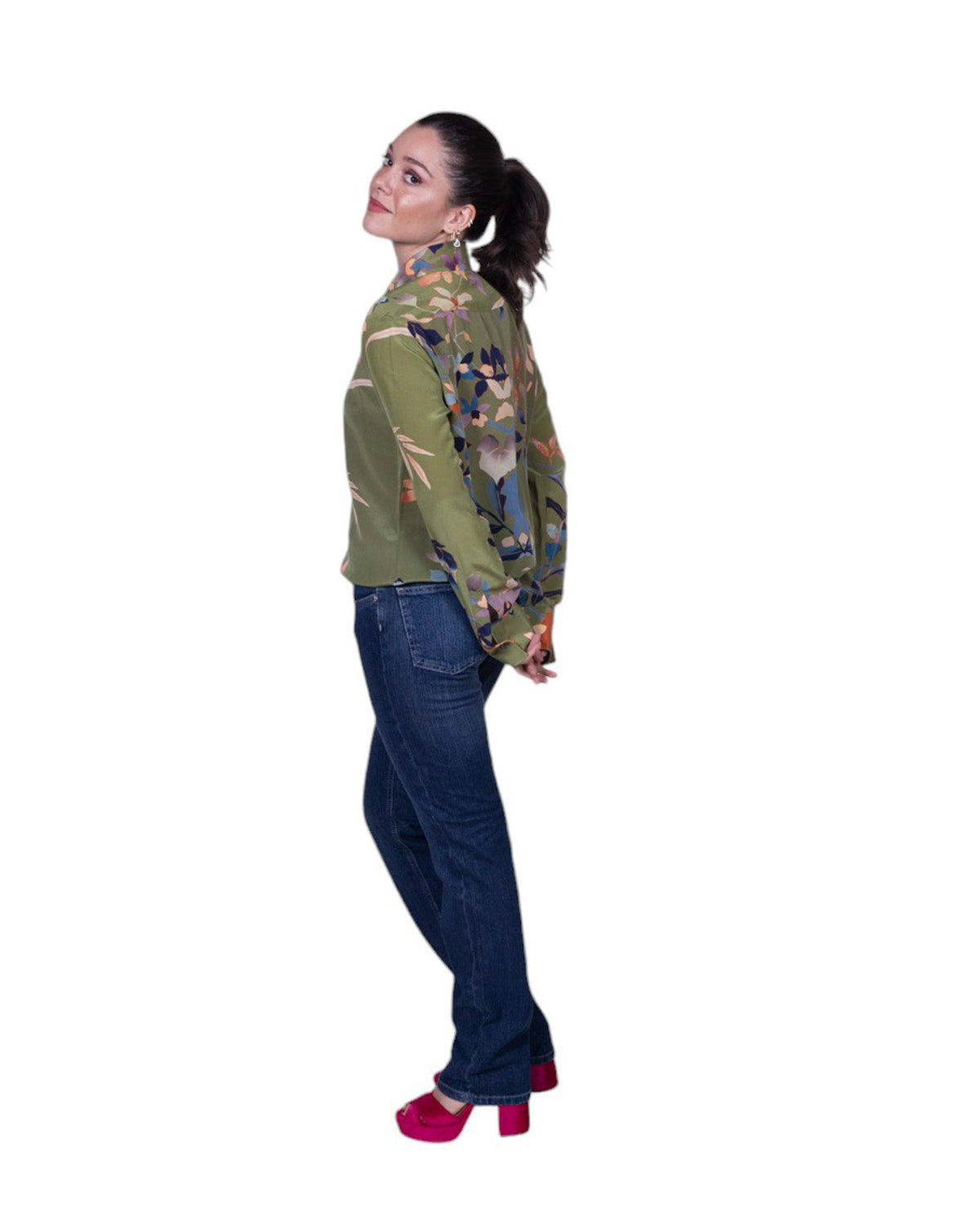 Camicia donna 100% seta stampa floreale