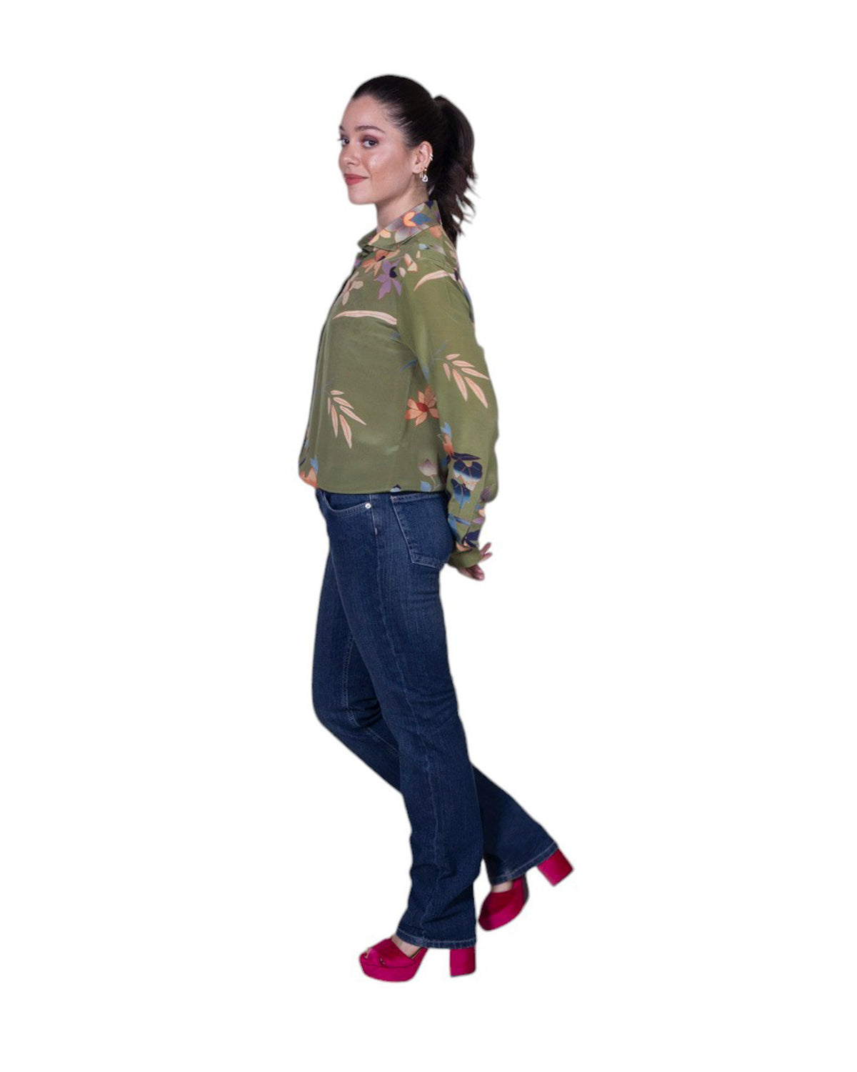 Camicia donna 100% seta stampa floreale