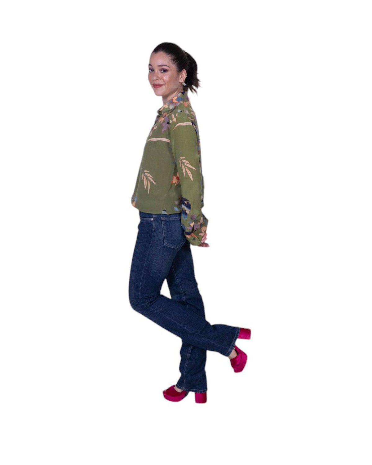 Camicia donna 100% seta stampa floreale
