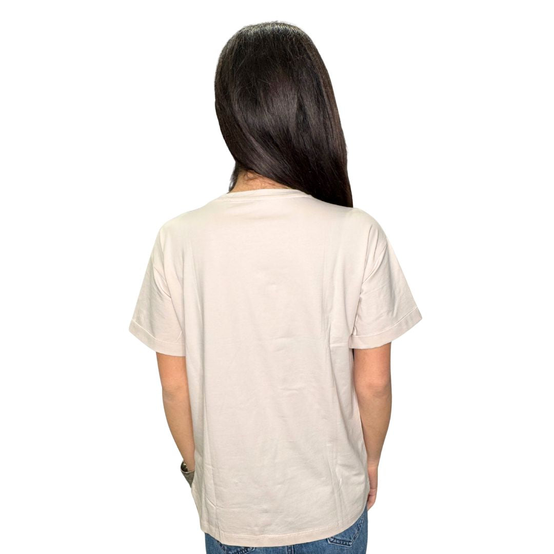T-shirt donna con catena collo argento