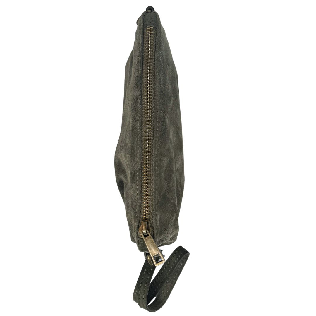 Borsa donna pochette in vera pelle scamosciata con tracolla