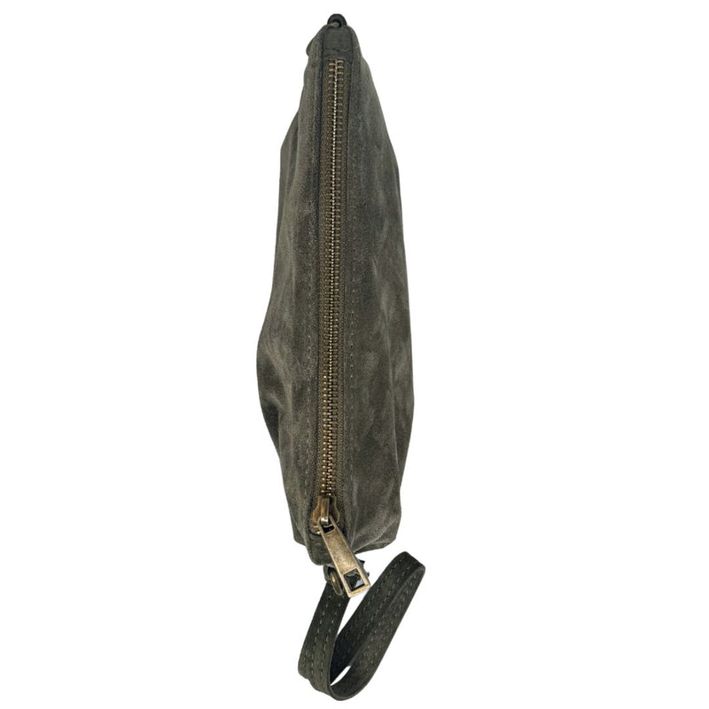 Borsa donna pochette in vera pelle scamosciata con tracolla