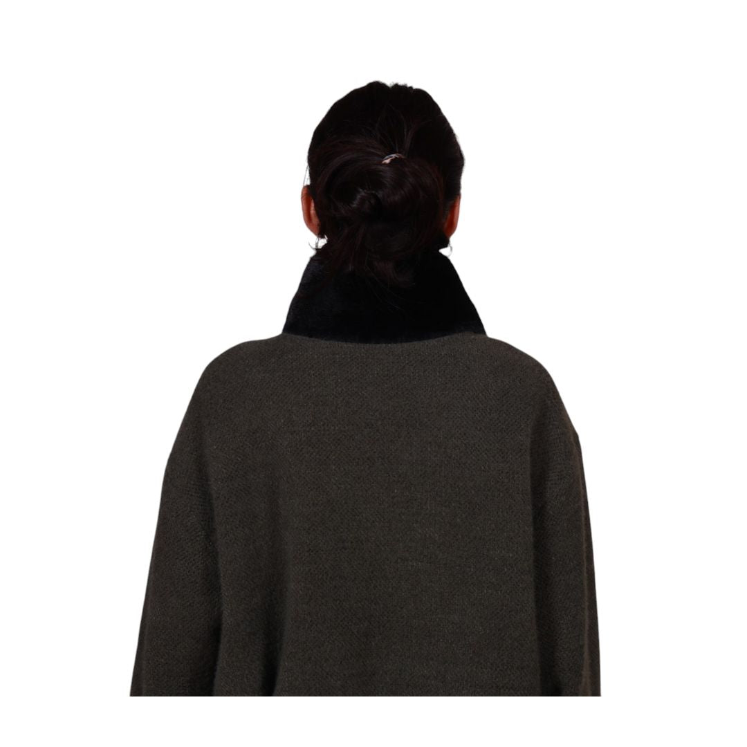 Collo donna in finta pelliccia con foulard leopardato Made in Italy