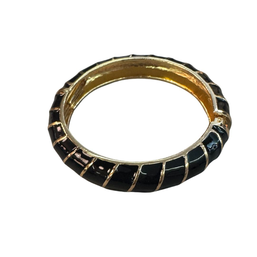 Bracciale donna rigido chiusura molla con intarsi oro