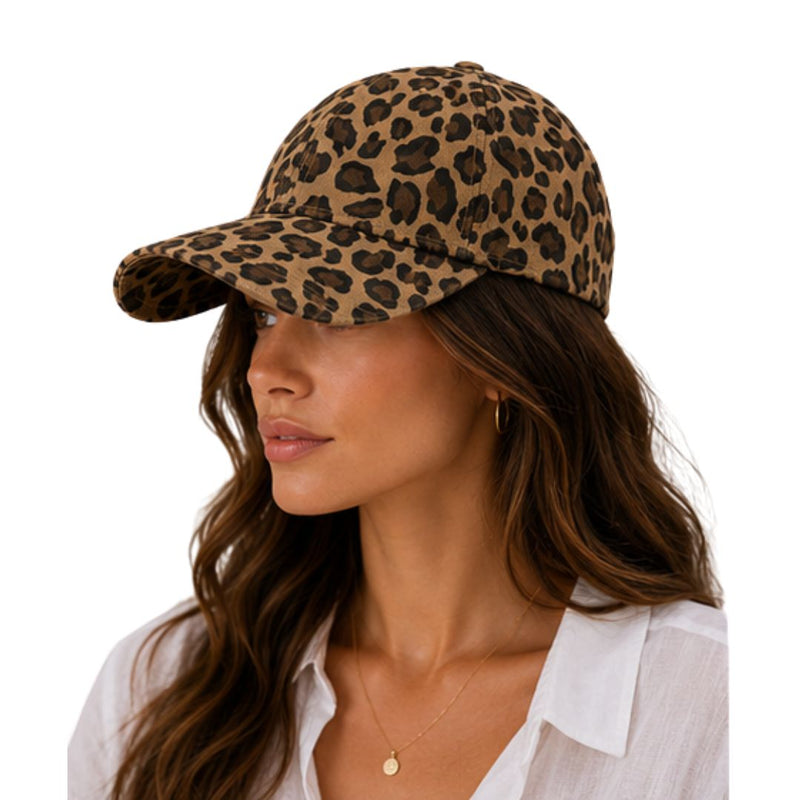 Cappello con visiera donna regolabile maculato in cotone Made in Italy