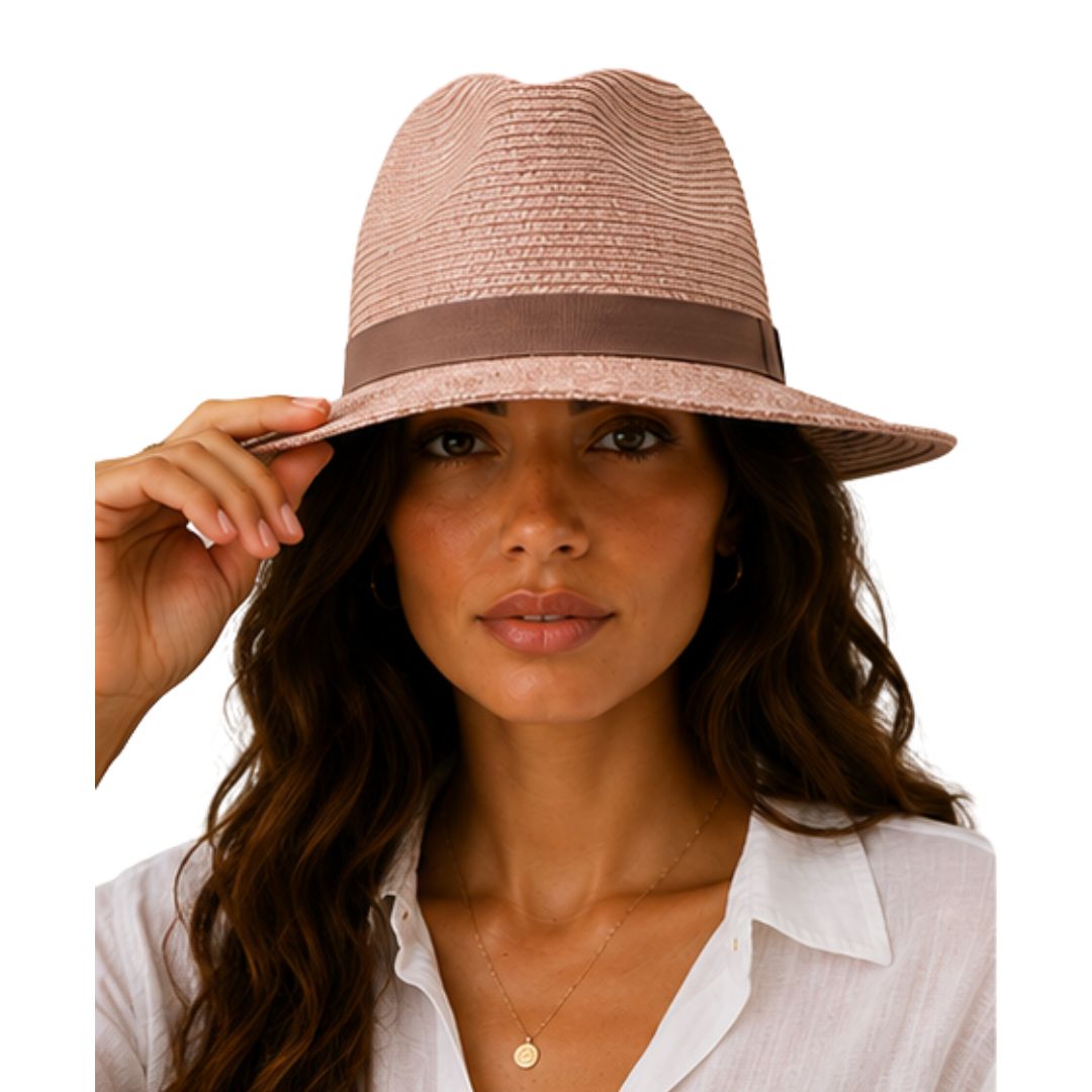 Cappello donna effetto paglia con filo laminato laminato Made in Italy
