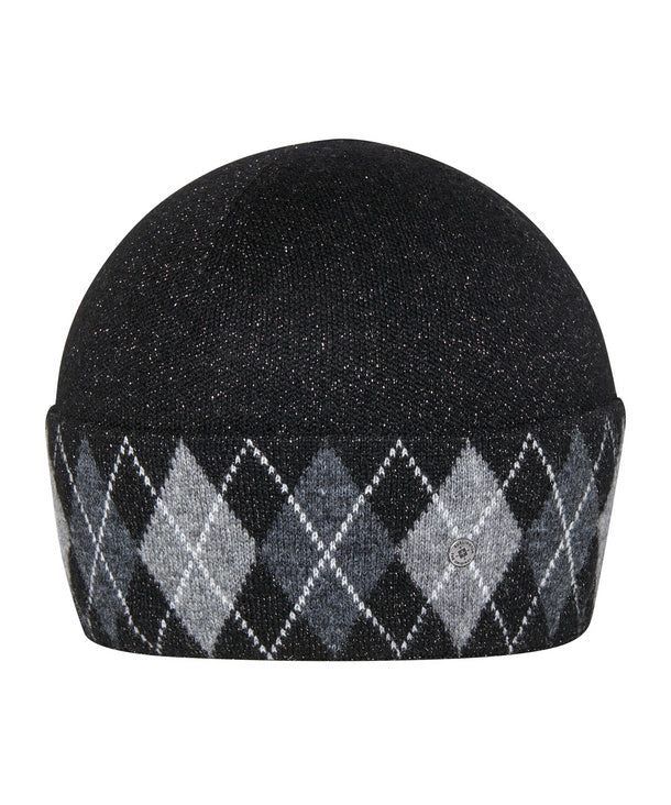 Cuffia donna Brit Chic laminata con risvolto a rombi misto lana Burlington