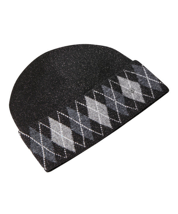 Cuffia donna Brit Chic laminata con risvolto a rombi misto lana Burlington