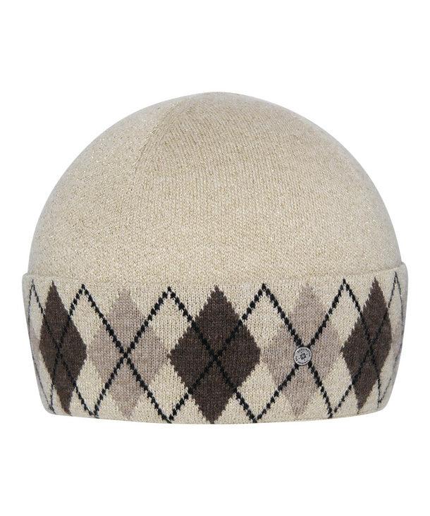 Cuffia donna Brit Chic laminata con risvolto a rombi misto lana Burlington