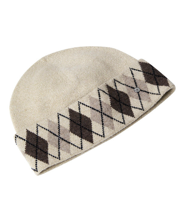 Cuffia donna Brit Chic laminata con risvolto a rombi misto lana Burlington