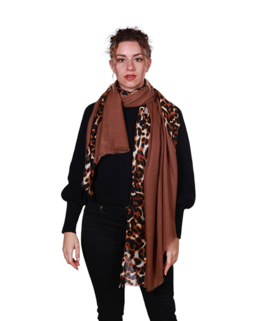 Sciarpa Donna Pura Viscosa Maculato Animalier 200x95 cm Made in Italy