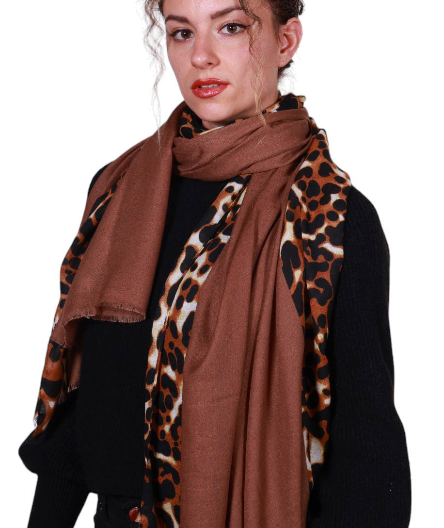 Sciarpa Donna Pura Viscosa Maculato Animalier 200x95 cm Made in Italy