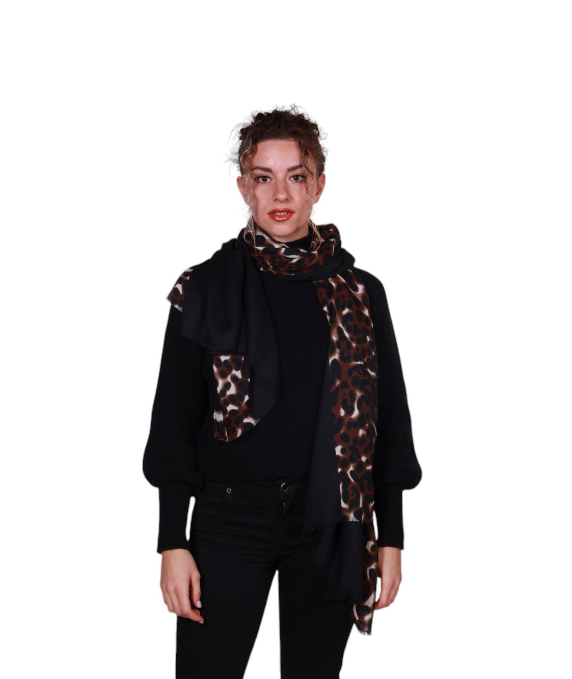 Sciarpa Donna Pura Viscosa Maculato Animalier 200x95 cm Made in Italy